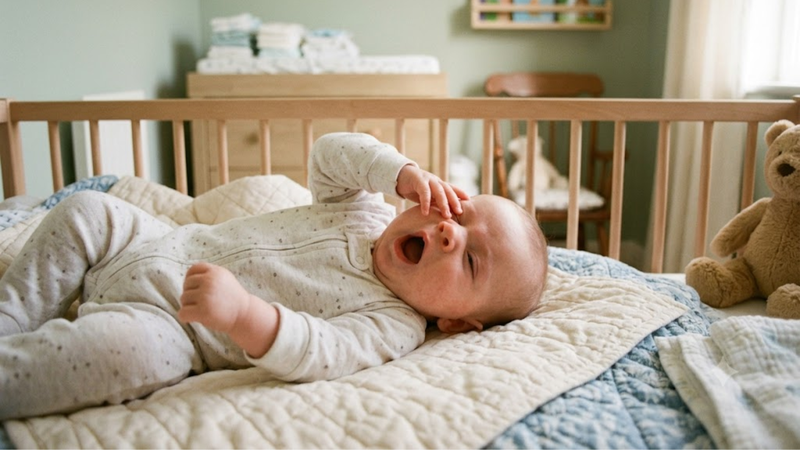 Ngáp, dụi mắt có thể là những dấu hiệu cho thấy trẻ đang buồn ngủ