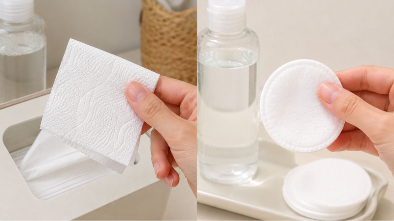 Dùng khăn giấy thay bông tẩy trang có được không?