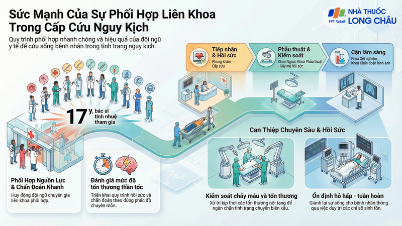 Ekip liên khoa phối hợp hồi sức, can thiệp khẩn trương cứu người bệnh