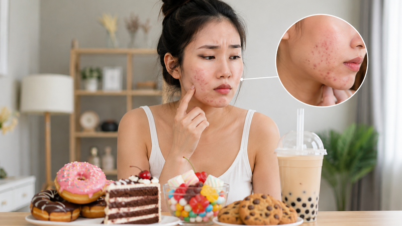 Ăn nhiều đồ ngọt có thể làm tăng nguy cơ nổi mụn ở một số người