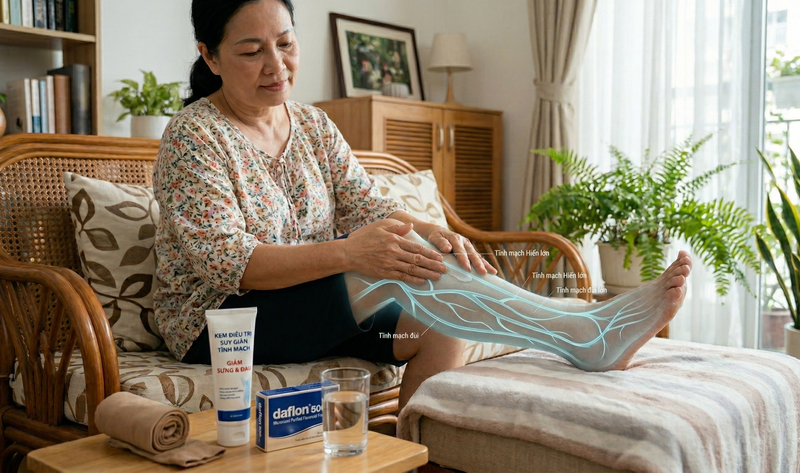 Daflon 500mg giúp cải thiện nhanh tình trạng căng tức, tê mỏi đôi chân
