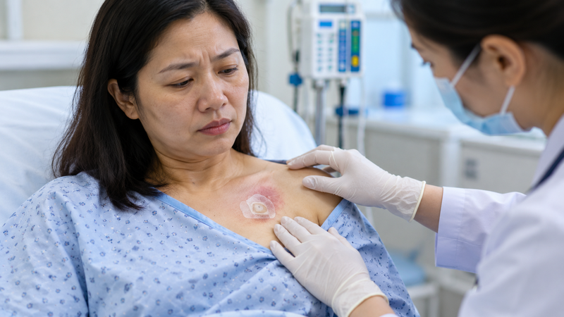 Tụ máu có thể xuất hiện quanh vùng đặt sau thủ thuật