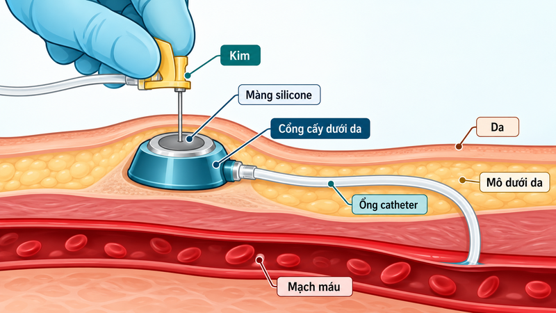 Catheter mềm giúp đưa thuốc và dịch trực tiếp vào tuần hoàn
