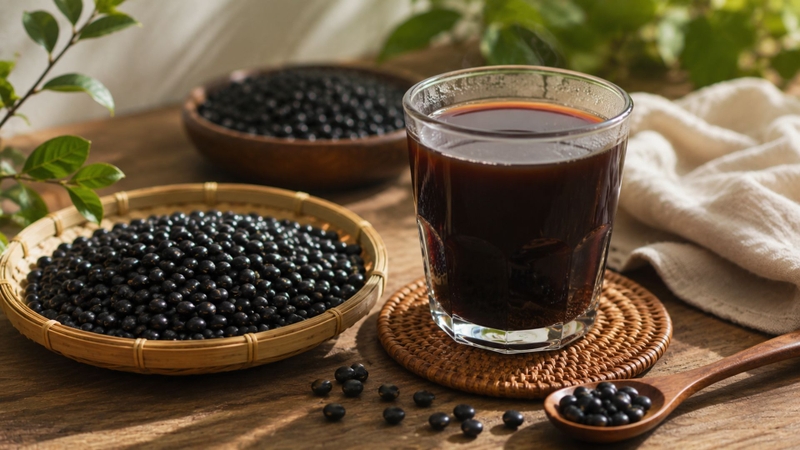 Nước đậu đen rang có thể góp phần bổ sung lượng chất lỏng hằng ngày