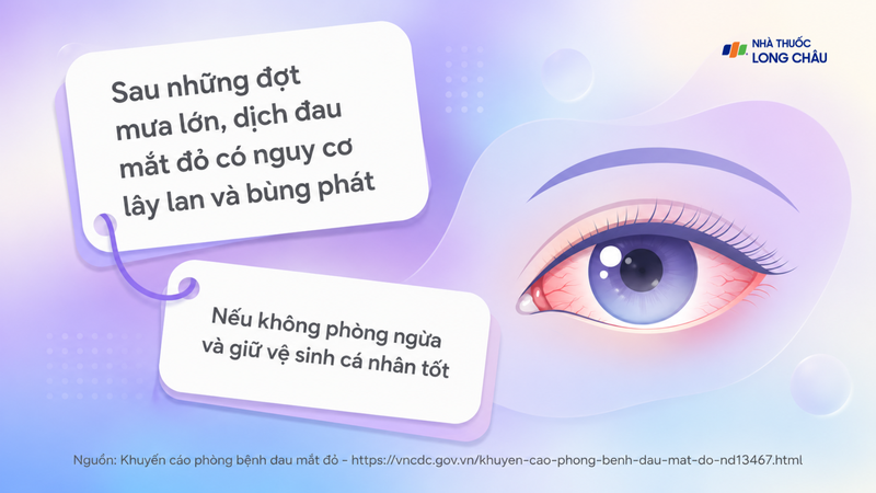 Đau mắt đỏ dễ bùng phát trong mùa mưa và có khả năng lây lan nhanh