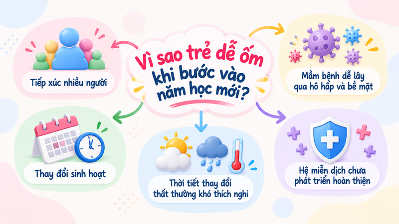 Trẻ dễ ốm hơn khi trở lại môi trường học tập đông người