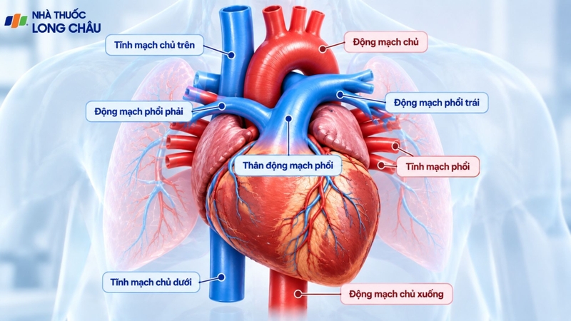 Vị trí và cấu trúc giải phẫu của động mạch phổi trong lồng ngực
