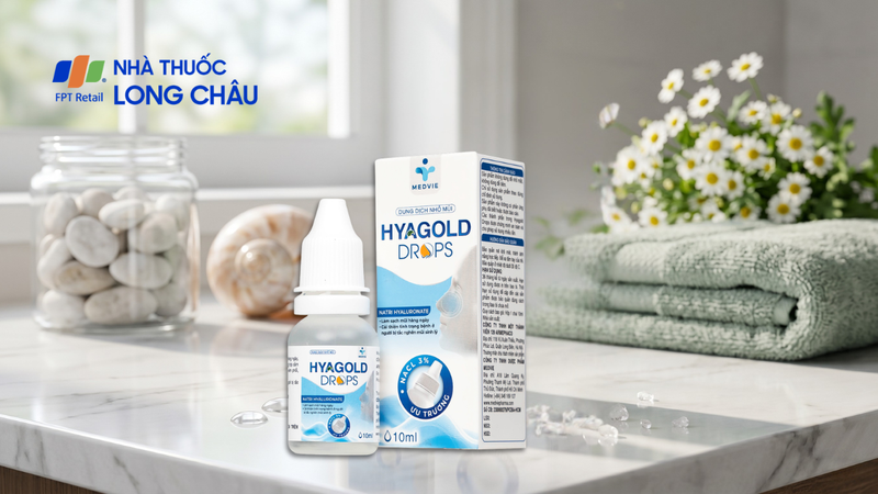 Nhỏ mũi Hyagold Drops Medvie 10ml giúp giữ ẩm và làm sạch mũi