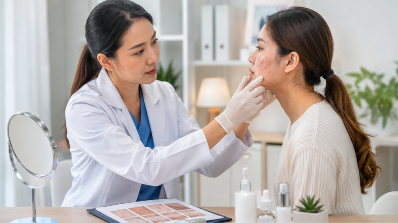 Khám bác sĩ da liễu khi mụn kéo dài hoặc có dấu hiệu viêm nặng