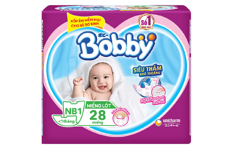 Dùng miếng lót sơ sinh Bobby tay cho băng vệ sinh