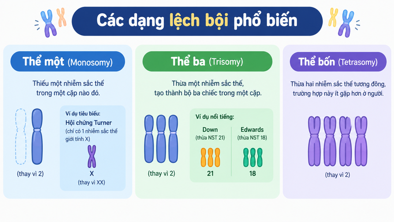 Một số trường hợp lệch bội nhiễm sắc thể trong thai kỳ thường gặp