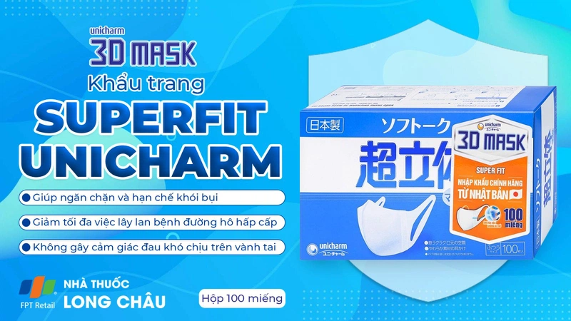khẩu trang 3D Mask Superfit Unicharm Nhật Bản 100 cái