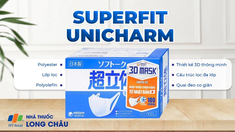 Khẩu trang Unicharm 3D Mask Superfit hộp 100 cái chính hãng Nhật Bản