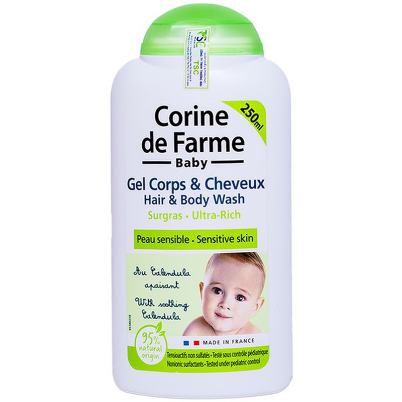 Sữa tắm gội Corine de Farme Baby Hair & Body Wash 1