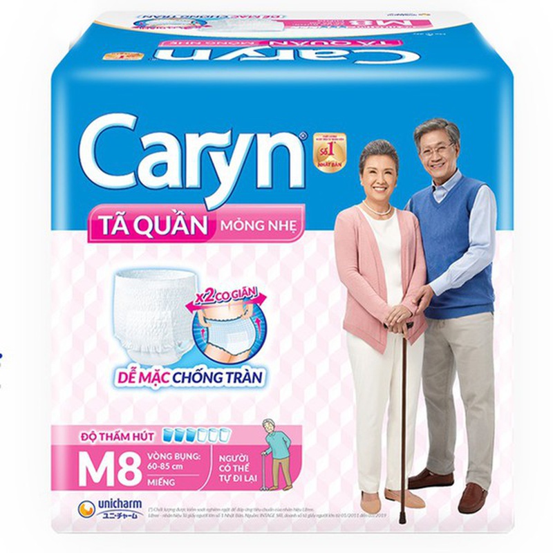 Tã quần người lớn Caryn mỏng nhẹ size M 8 miếng