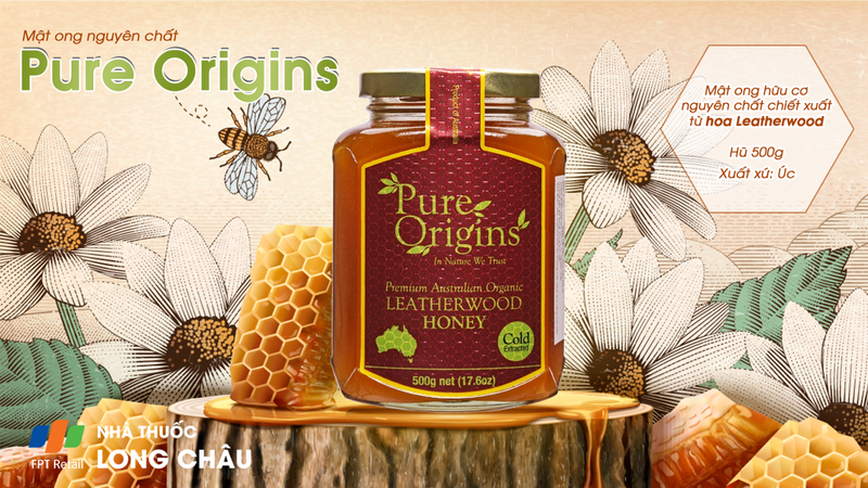 Mật ong hữu cơ nguyên chất Pure Origins chiết xuất từ hoa Leatherwood