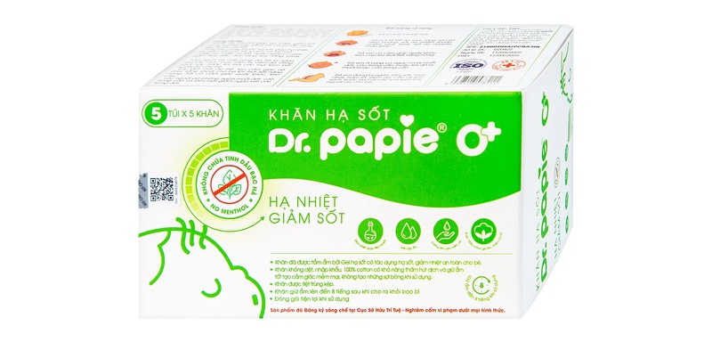 Điều trị sốt nóng lạnh tại nhà bằng khăn hạ sốt Dr.Papie 0+