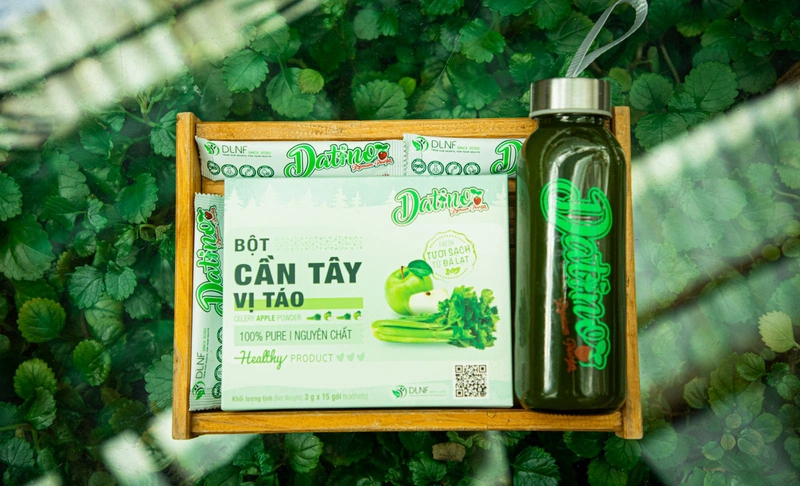 Bột cần tây vị táo Datino được sản xuất theo quy trình, công nghệ sấy lạnh cao cấp của Nhật Bản