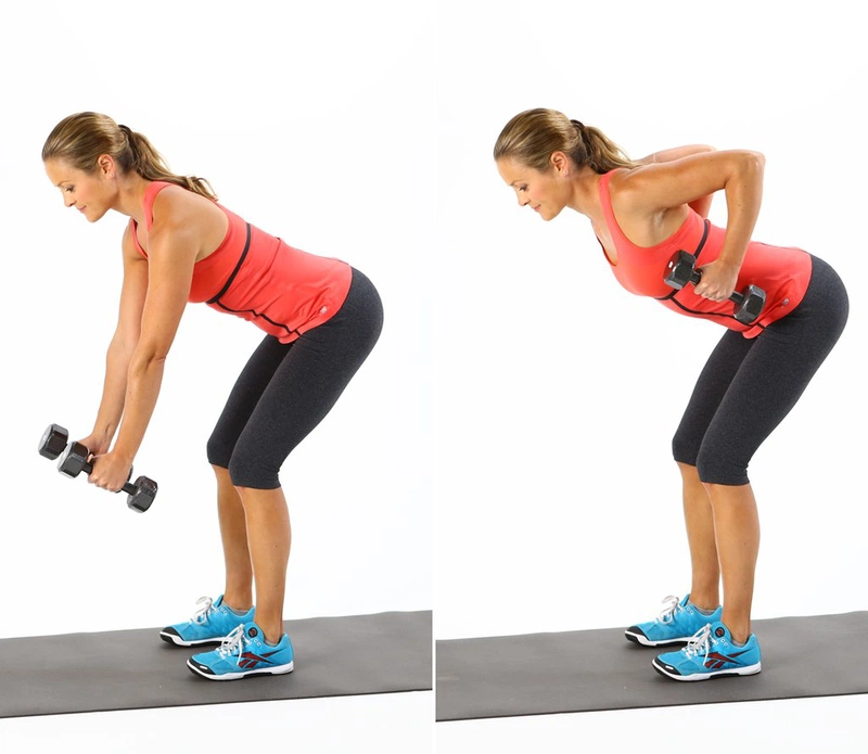 Bài tập two arm dumbbell row tác động chủ yếu vào cơ lưng, bắp tay và cơ vai