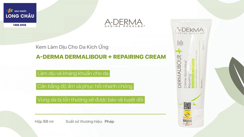 Kem làm dịu cho da kích ứng A-Derma​​​​​​​ Dermalibour​​​​​​​​​​​​​​+ Repairing Cream 50ml 2
