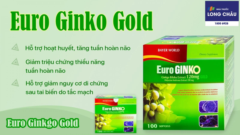 Viên uống hoạt huyết dưỡng não Euro Ginko Gold HD Pharma 100 viên 2