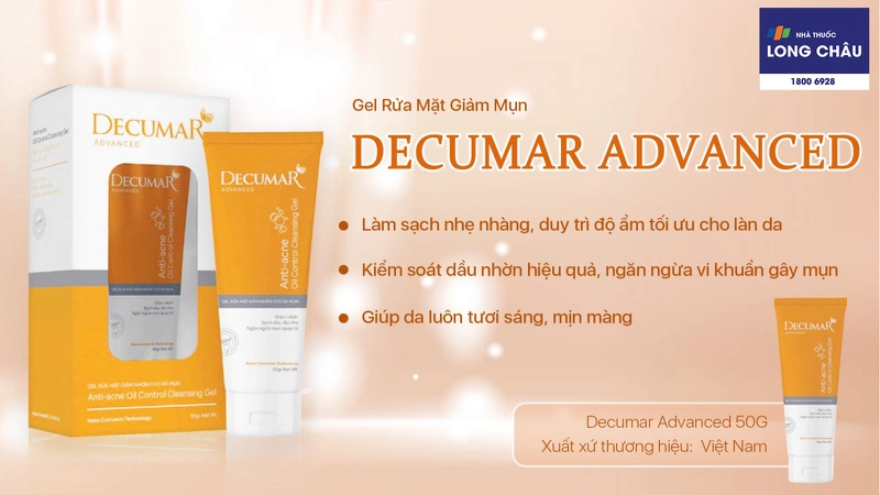 Gel rửa mặt giảm mụn Decumar Advanced 50g 2