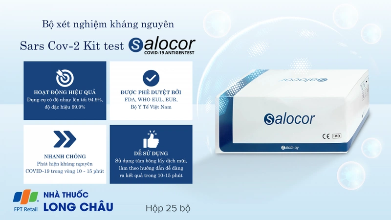 Bộ xét nghiệm kháng nguyên Sars Cov-2 Kit test Covid Salocor 2
