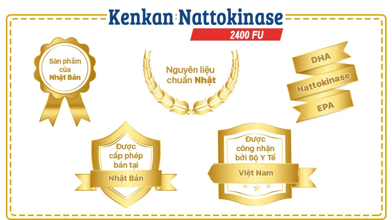 Viên uống Kenkan Nattokinase 2400 FU 60 viên hỗ trợ giảm huyết khối, bảo vệ tim mạch 3