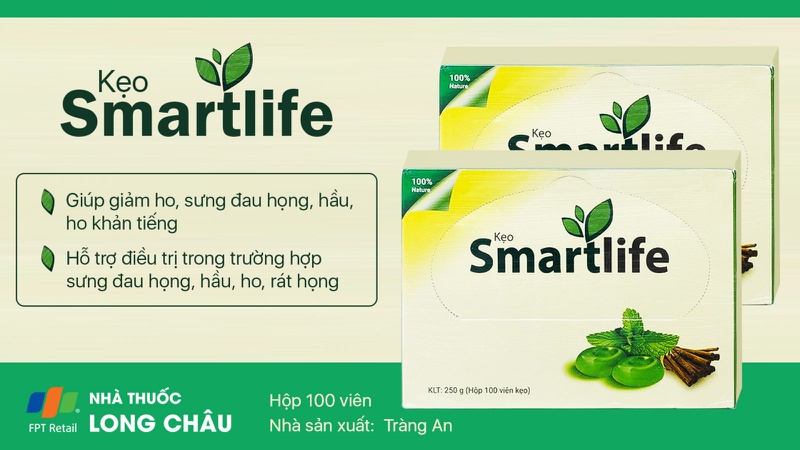 Kẹo Ngậm Ho Smartlife cải thiện sưng đau vùng họng hiệu quả