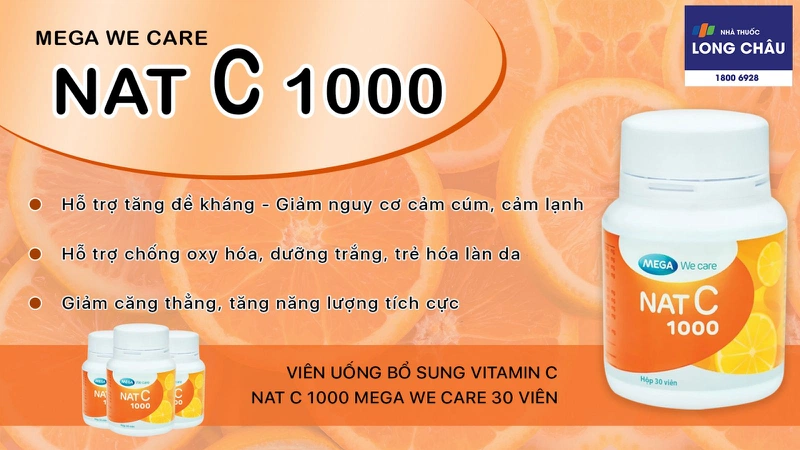 Viên uống bổ sung vitamin C Nat C 1000 Mega We Care 2