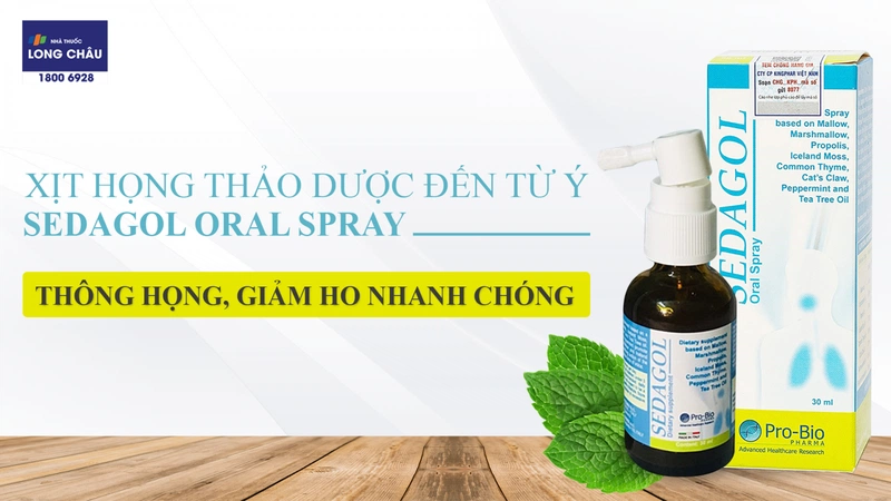 Xịt Họng Sedagol Oral Spray Pro-Bio giảm ho, viêm họng, viêm phế quản