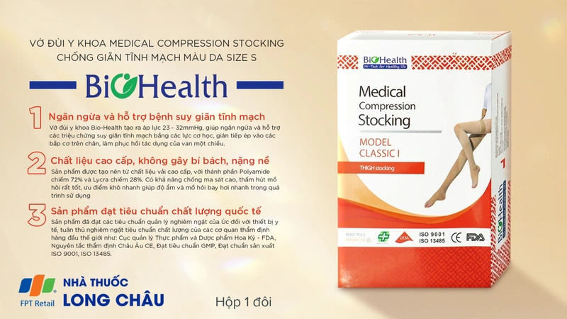 Vớ đùi y khoa chống giãn tĩnh mạch Medical Compression Stocking Biohealth 2