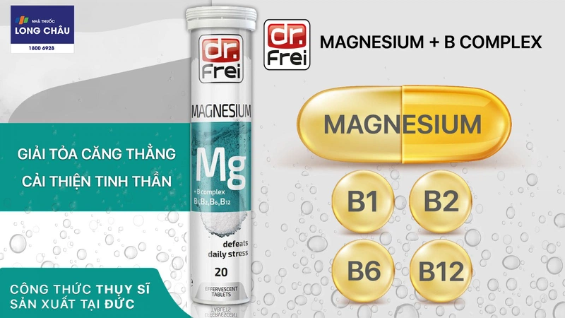 Viên sủi Dr. Frei giảm stress và bổ sung Magnesium + B Complex 20 viên 1