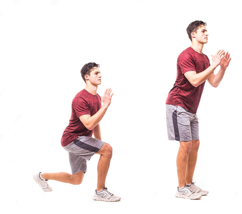 Jumping lunge là bài tập mông cho nam giới cho phép toàn bộ cơ thể vận động