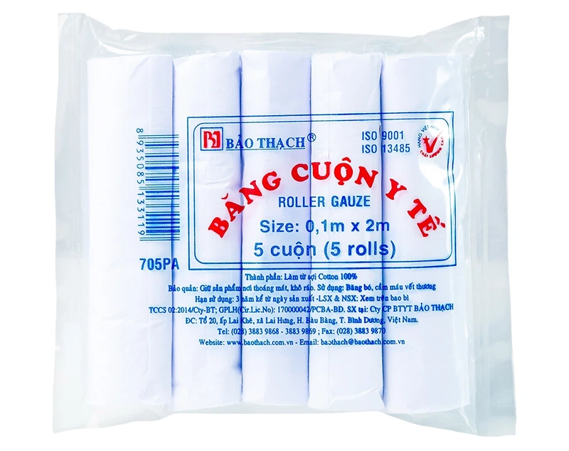 Băng cuộn y tế Bảo Thạch (0.1m x 2m - 5 cuộn)