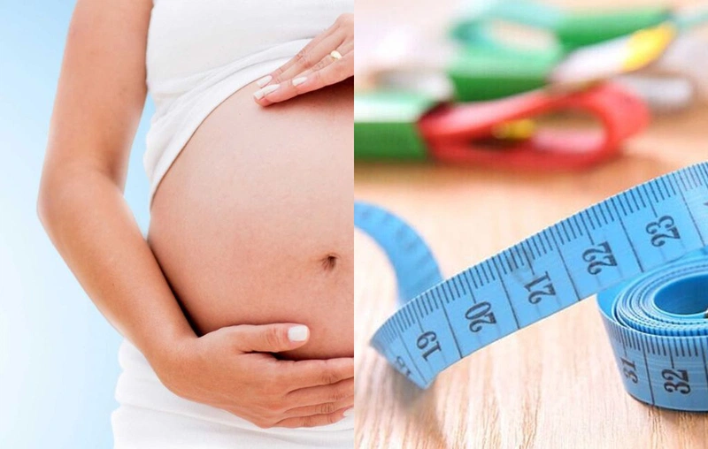 Mẹ bầu sử dụng thước dây để đo bề cao tử cung