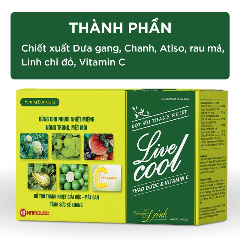 Tìm hiểu về bột sủi thanh nhiệt Livecool hương dưa gang 10 góix7g 2