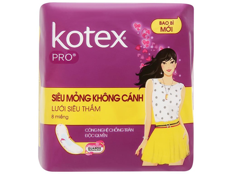 Các loại băng vệ sinh của kotex: Kotex Pro Siêu Mỏng Cánh