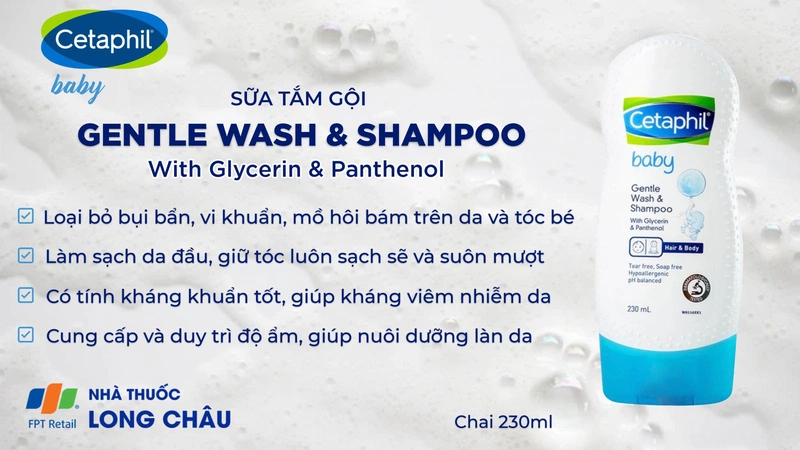 Sữa tắm gội toàn thân cho bé Cetaphil Baby Gentle Wash & Shampoo 2