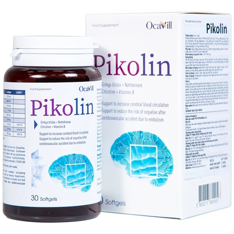 Chăm sóc não bộ tốt hơn với viên uống tăng tuần hoàn máu não Pikolin Ocavill hộp 30V 1