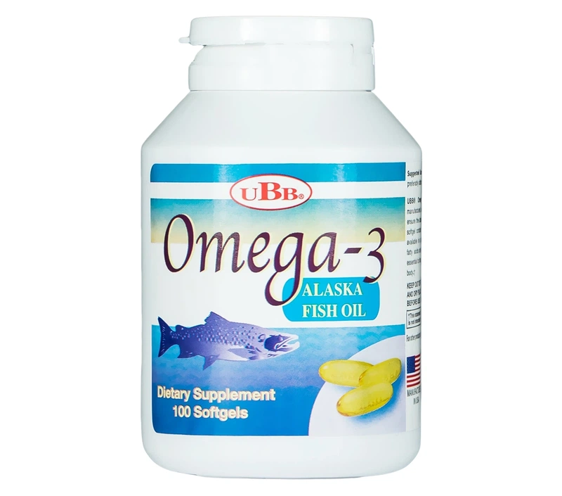 Dầu cá Omega-3 Alaska Fish Oil UBB bổ mắt, bổ não, tốt cho tim mạch (100 viên)