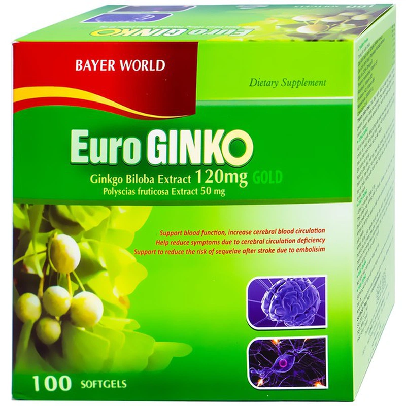 Viên uống hoạt huyết dưỡng não Euro Ginko Gold HD Pharma 100 viên 1