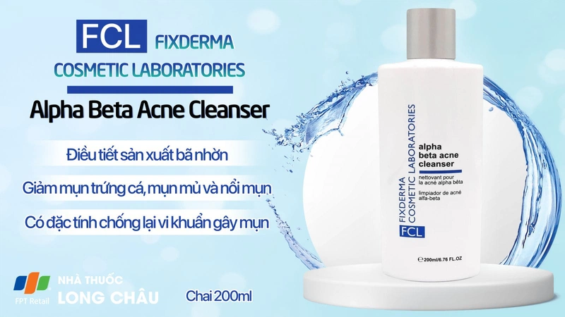 Fixderma Fcl Alpha-Beta Acne Cleanser 200Ml - Sữa Rửa Mặt Ngăn Ngừa Và Giảm Mụn Trứng Cá, Mụn Đầu Đen