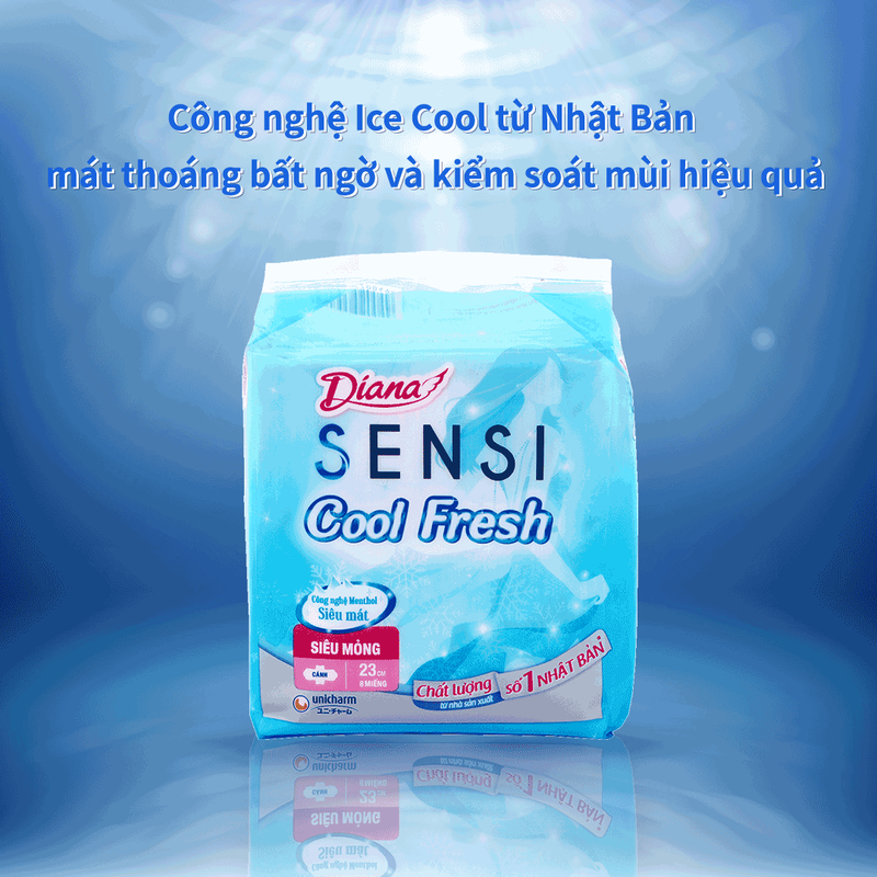 Băng vệ sinh cho tuổi dậy thì: Diana Sensi Cool Fresh siêu mỏng cánh
