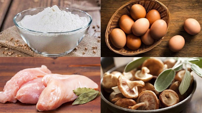 Nguyên liệu cần thiết để làm món bánh bao gạo lứt thịt gà