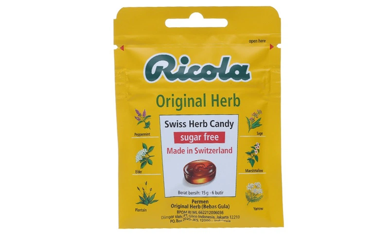 Kẹo ngậm không đường Ricola Original Herb hỗ trợ làm dịu họng, giảm ho (17.5g)