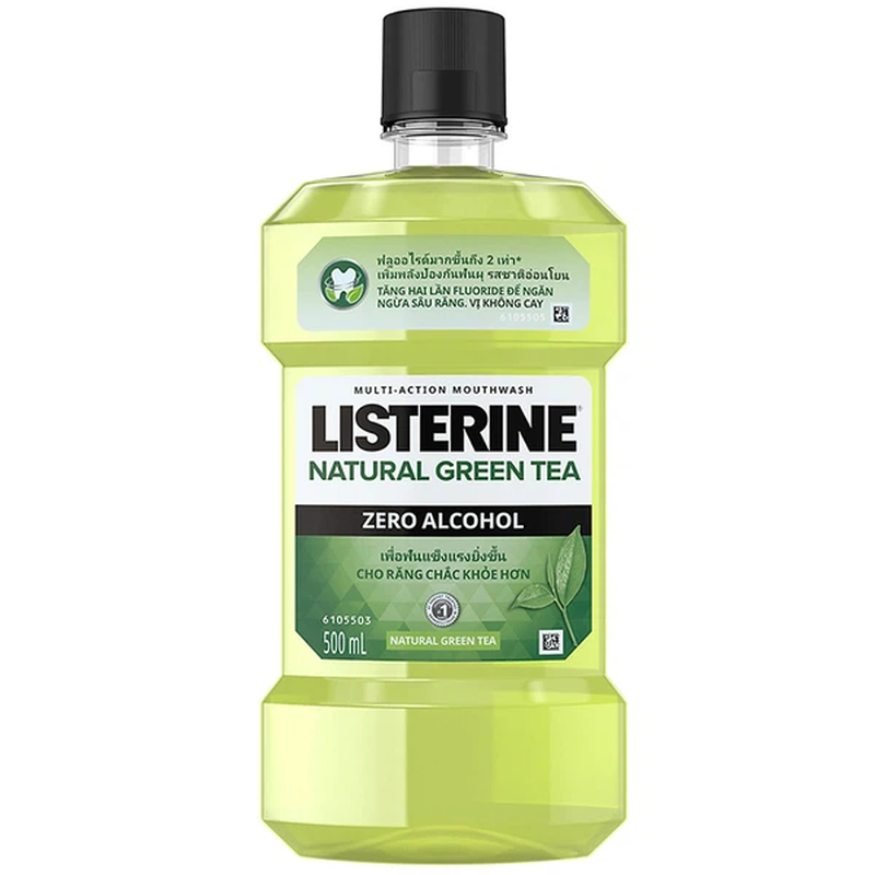 Nước súc miệng Listerine Natural Green Tea ngăn ngừa sâu răng, mảng bám (500ml) 1