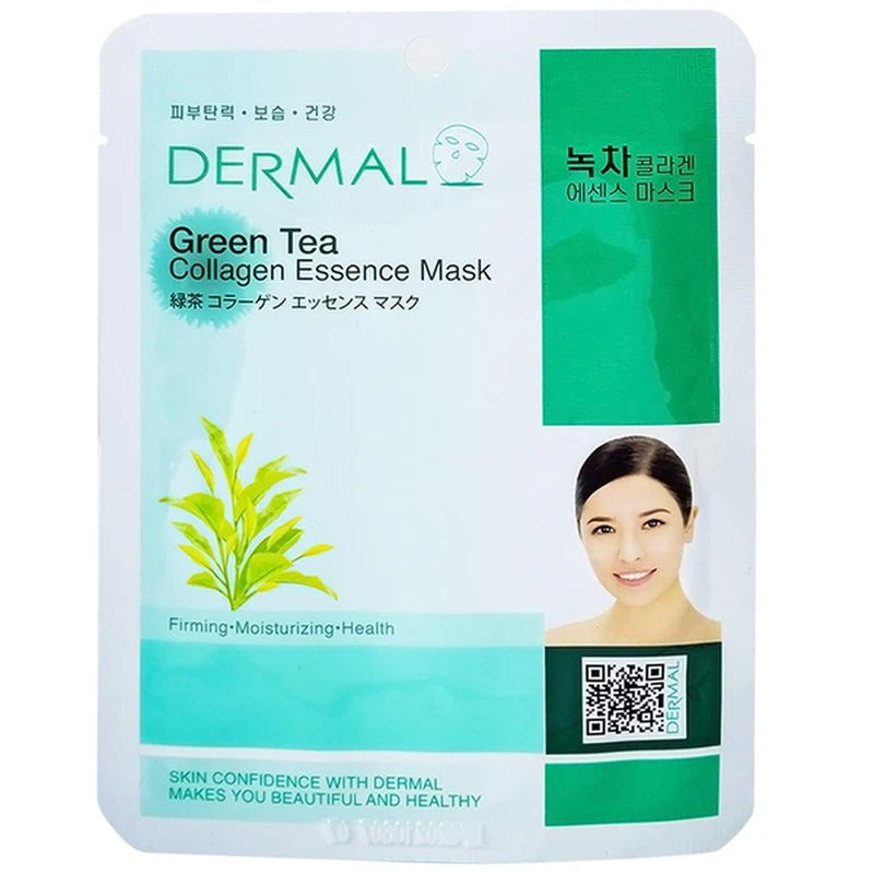 Mặt nạ Dermal Green Tea Collagen Essence Mask hỗ trợ nuôi dưỡng, kháng khuẩn cho da (23g) 1