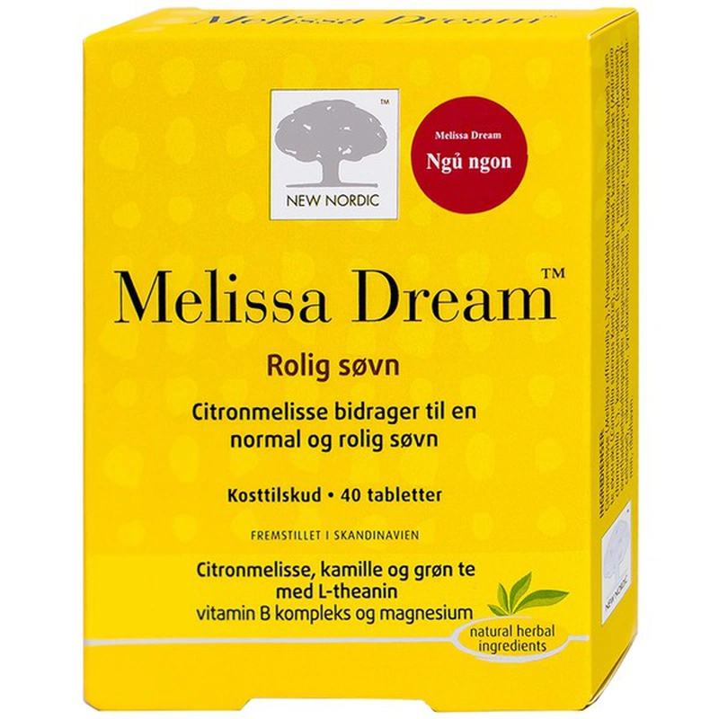 Viên uống giảm căng thẳng, giúp ngủ ngon Melissa Dream New Nordic 40 viên