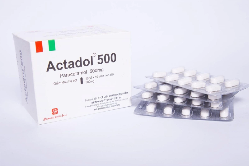 Thuốc Actadol 500Mg Medipharco điều trị giảm đau hạ sốt chứa dược chất chính là paracetamol